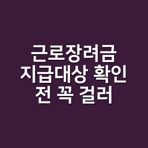 근로장려금 지급대상 확인 전 꼭 걸러야 할 5가지 조건 - 요약