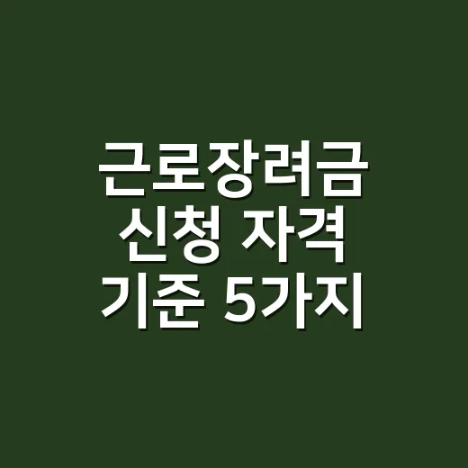 근로장려금 신청 자격 기준 5가지, 여기서 탈락이 많이 납니다 - 요약