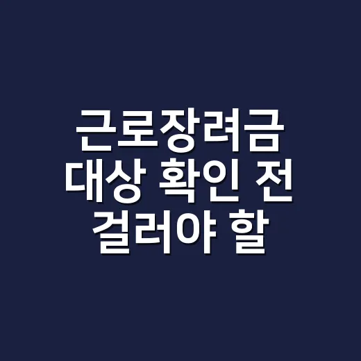 근로장려금 대상 확인 전 걸러야 할 5가지 조건 - 요약