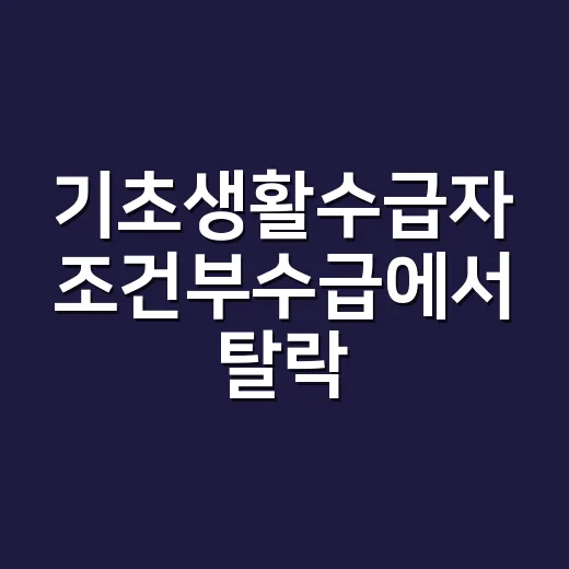 기초생활수급자 조건부수급에서 탈락·중지되는 5가지 기준 - 요약