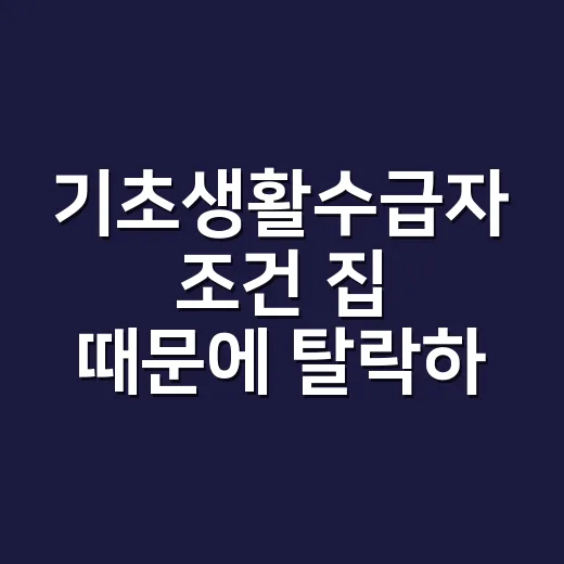 기초생활수급자 조건 집 때문에 탈락하는 5가지 경우 - 요약