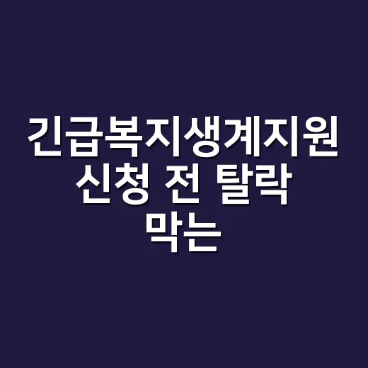 긴급복지생계지원 신청 전 탈락 막는 7가지 조건 - 요약