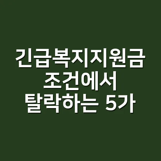 긴급복지지원금 조건에서 탈락하는 5가지 기준 - 요약