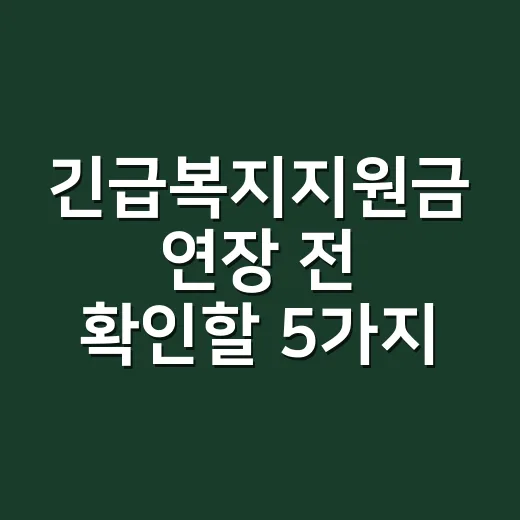긴급복지지원금 연장 전 확인할 5가지 기준 - 요약