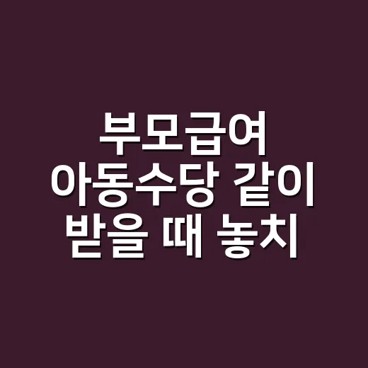 부모급여 아동수당 같이 받을 때 놓치면 손해 보는 5가지 조건 - 요약