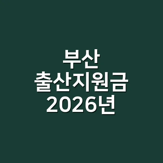 부산 출산지원금 2026년 기준 4가지 체크포인트