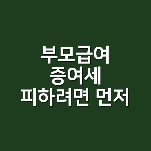부모급여 증여세 피하려면 먼저 확인할 5가지 - 요약