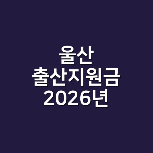 울산 출산지원금 2026년 기준 5가지 확인 포인트 - 요약