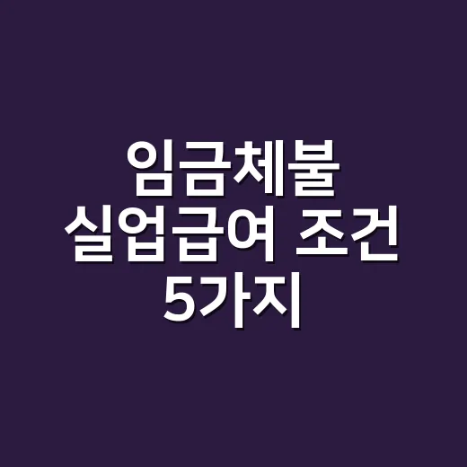 임금체불 실업급여 조건 5가지, 자진퇴사 전에 꼭 보는 기준 - 요약