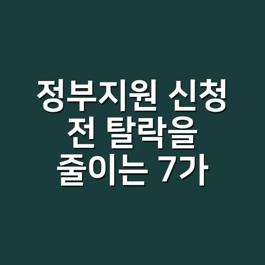 정부지원 신청 전 탈락을 줄이는 7가지 확인법 - 요약