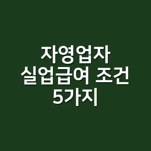 자영업자 실업급여 조건 5가지, 폐업 전에 틀리면 못 받습니다 - 요약