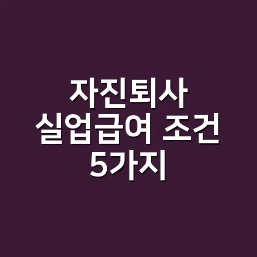 자진퇴사 실업급여 조건 5가지, 사표 쓰기 전 반드시 걸러야 할 기준 - 요약