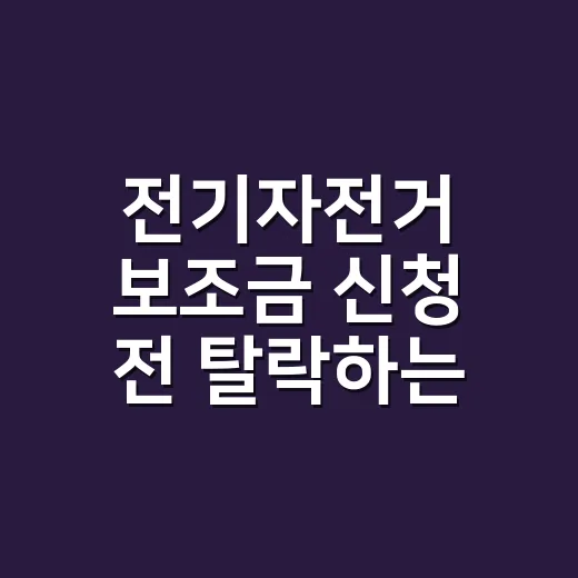 전기자전거 보조금 신청 전 탈락하는 조건 5가지 - 요약
