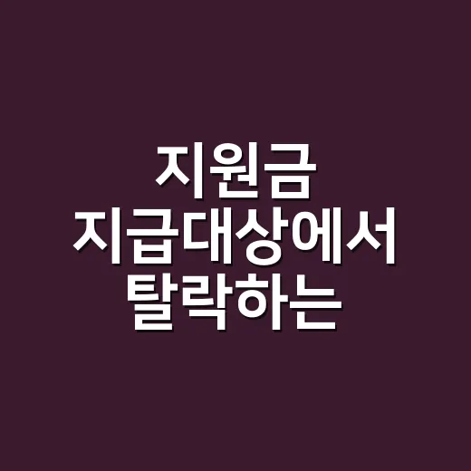 지원금 지급대상에서 탈락하는 7가지 조건 - 요약