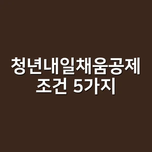 청년내일채움공제 조건 5가지, 2026년에 먼저 확인할 부분 - 요약