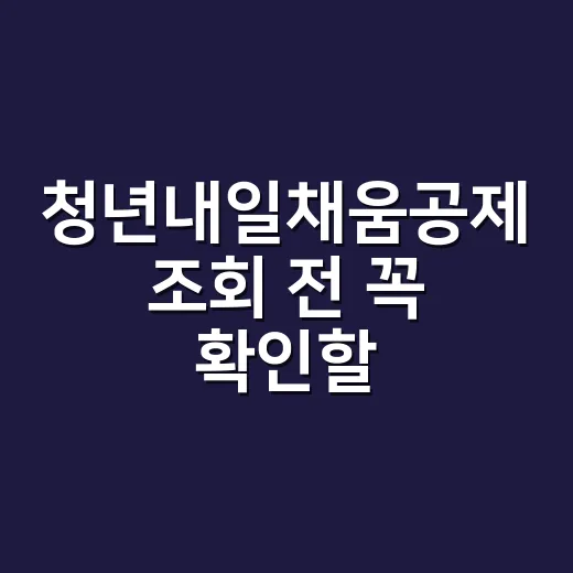 청년내일채움공제 조회 전 꼭 확인할 5가지 - 요약