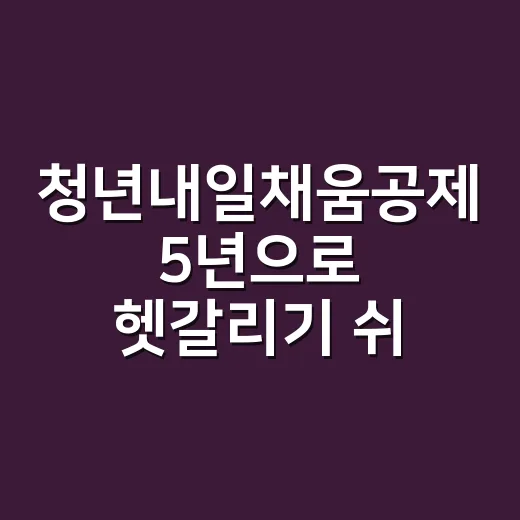 청년내일채움공제 5년으로 헷갈리기 쉬운 4가지 기준 - 요약