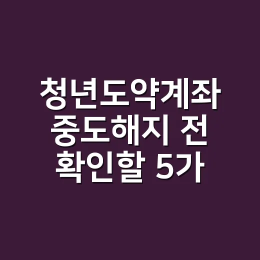 청년도약계좌 중도해지 전 확인할 5가지 조건 - 요약