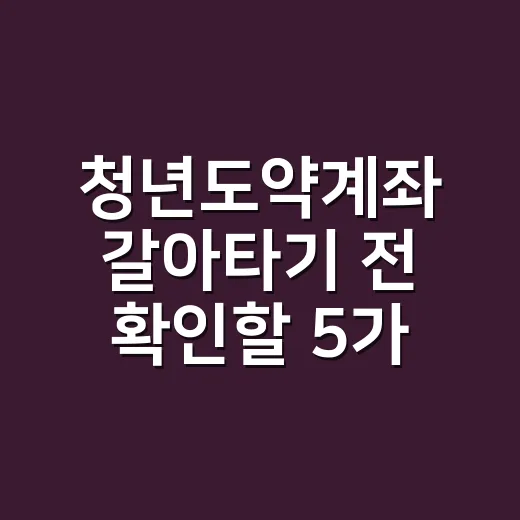 청년도약계좌 갈아타기 전 확인할 5가지 조건 - 요약