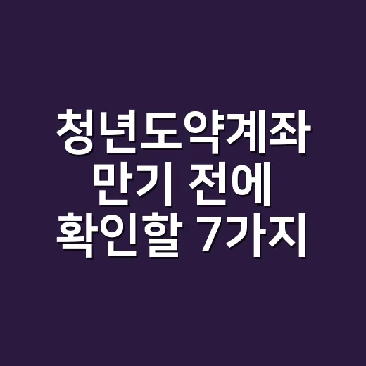 청년도약계좌 만기 전에 확인할 7가지 조건 - 요약