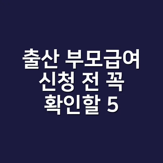 출산 부모급여 신청 전 꼭 확인할 5가지 조건 - 요약
