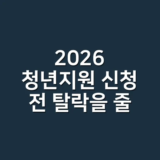 2026 청년지원 신청 전 탈락을 줄이는 5가지 체크포인트 - 요약