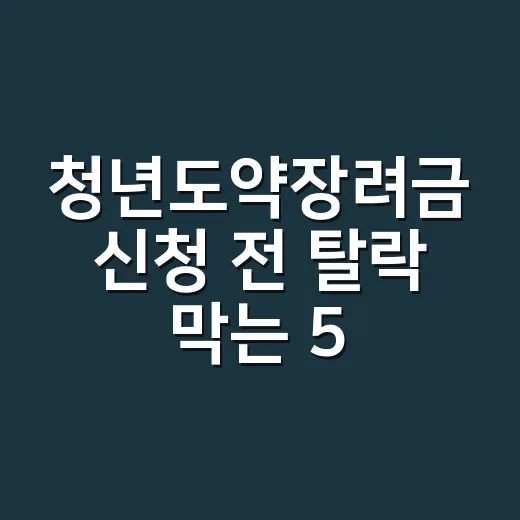 청년도약장려금 신청 전 탈락 막는 5가지 조건 - 요약