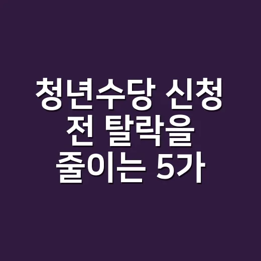 청년수당 신청 전 탈락을 줄이는 5가지 확인사항 - 요약