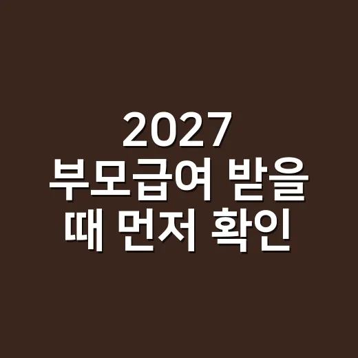 2027 부모급여 받을 때 먼저 확인할 4가지 - 요약