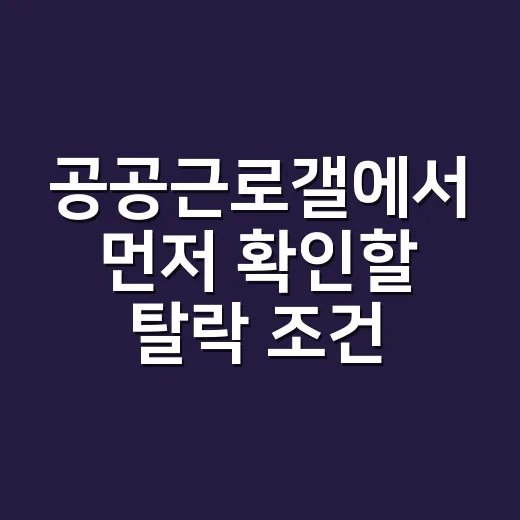 공공근로갤에서 먼저 확인할 탈락 조건 5가지 - 요약