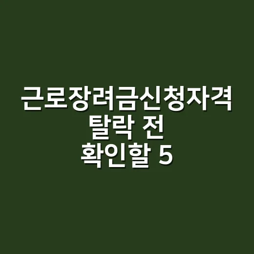근로장려금신청자격 탈락 전 확인할 5가지 - 요약