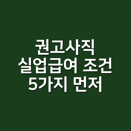 권고사직 실업급여 조건 5가지 먼저 확인하세요 - 요약