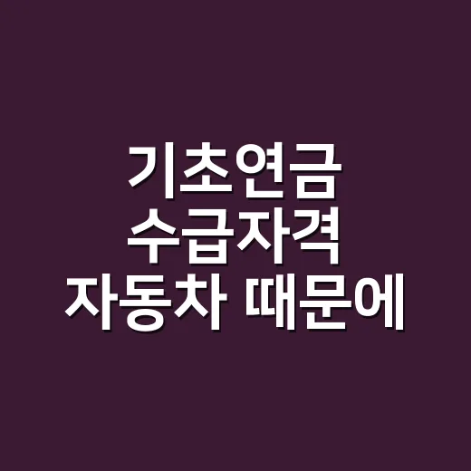 기초연금 수급자격 자동차 때문에 갈리는 4가지 - 요약