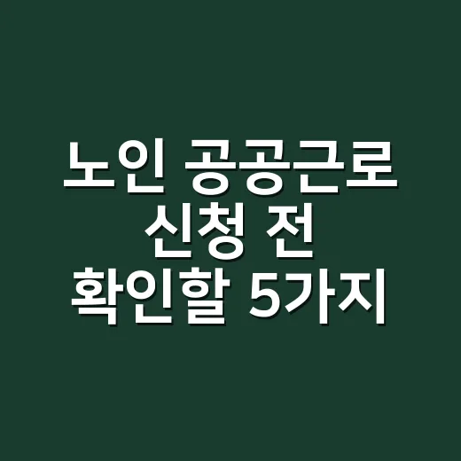 노인 공공근로 신청 전 확인할 5가지 조건 - 요약