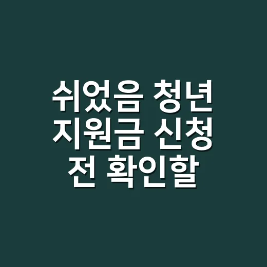 쉬었음 청년 지원금 신청 전 확인할 4가지 조건 - 요약