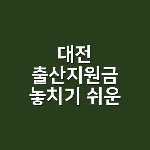 대전 출산지원금 놓치기 쉬운 5가지 조건 - 요약