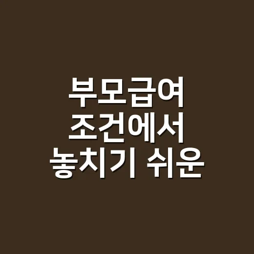 부모급여 조건에서 놓치기 쉬운 5가지 - 요약