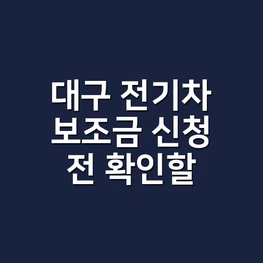 대구 전기차 보조금 신청 전 확인할 5가지 - 요약