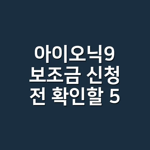 아이오닉9 보조금 신청 전 확인할 5가지 조건 - 요약