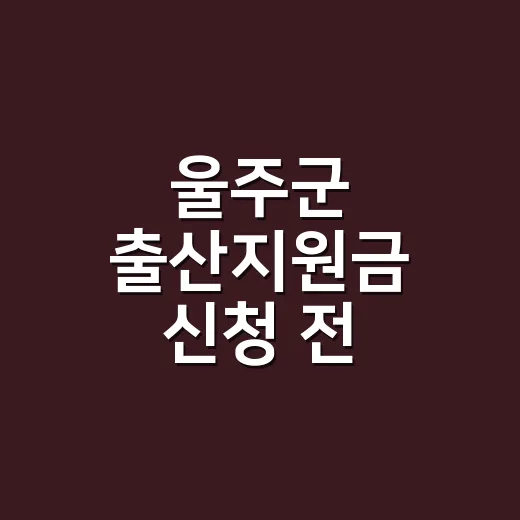 울주군 출산지원금 신청 전 확인할 5가지 조건 - 요약