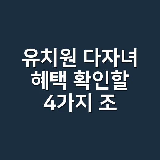 유치원 다자녀 혜택 확인할 4가지 조건 - 요약