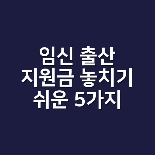 임신 출산 지원금 놓치기 쉬운 5가지 조건 - 요약