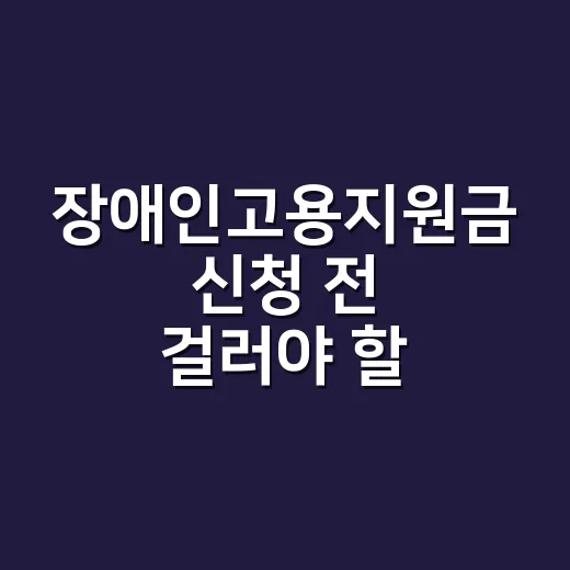 장애인고용지원금 신청 전 걸러야 할 5가지 조건 - 요약
