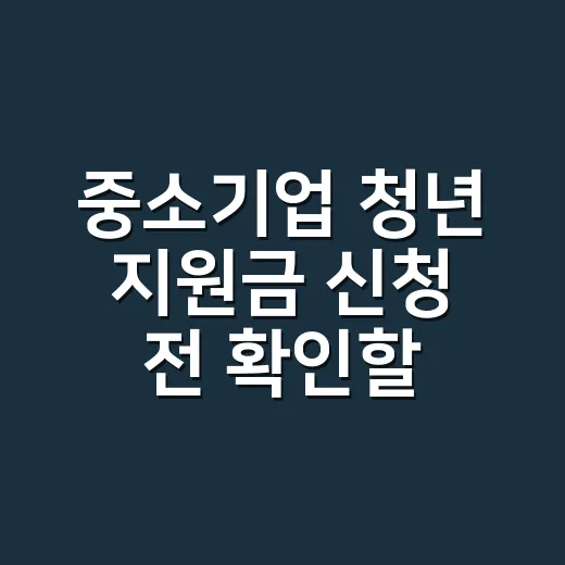 중소기업 청년 지원금 신청 전 확인할 5가지 - 요약