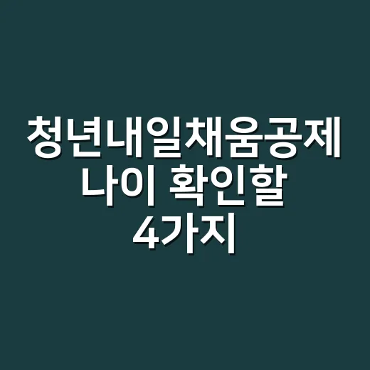 청년내일채움공제 나이 확인할 4가지 기준 - 요약