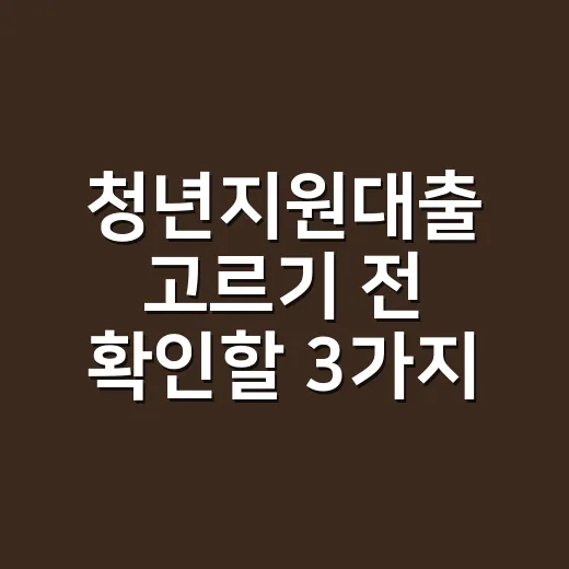 청년지원대출 고르기 전 확인할 3가지 조건 - 요약
