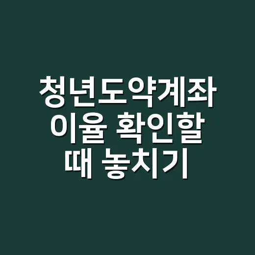 청년도약계좌 이율 확인할 때 놓치기 쉬운 4가지 - 요약