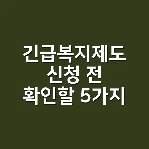 긴급복지제도 신청 전 확인할 5가지 조건 - 요약