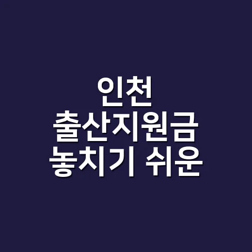 인천 출산지원금 놓치기 쉬운 4가지 조건 - 요약