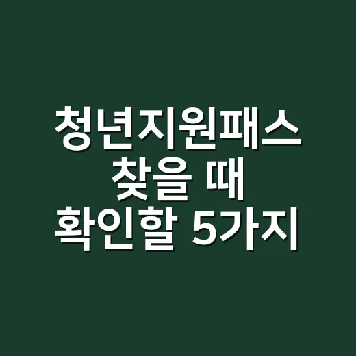 청년지원패스 찾을 때 확인할 5가지 조건 - 요약